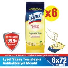 Lysol Yüzey Temizleyici Antibakteriyel Islak Mendil 6 x 72’li 432 Yaprak