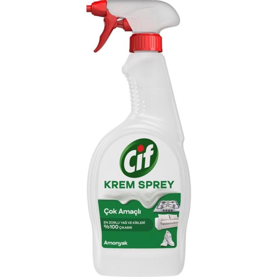 Cif Krem Sprey Amonyak Yüzey Temizleyici En Zorlu Yağ ve Kirleri %100 Çıkarır 750 ml
