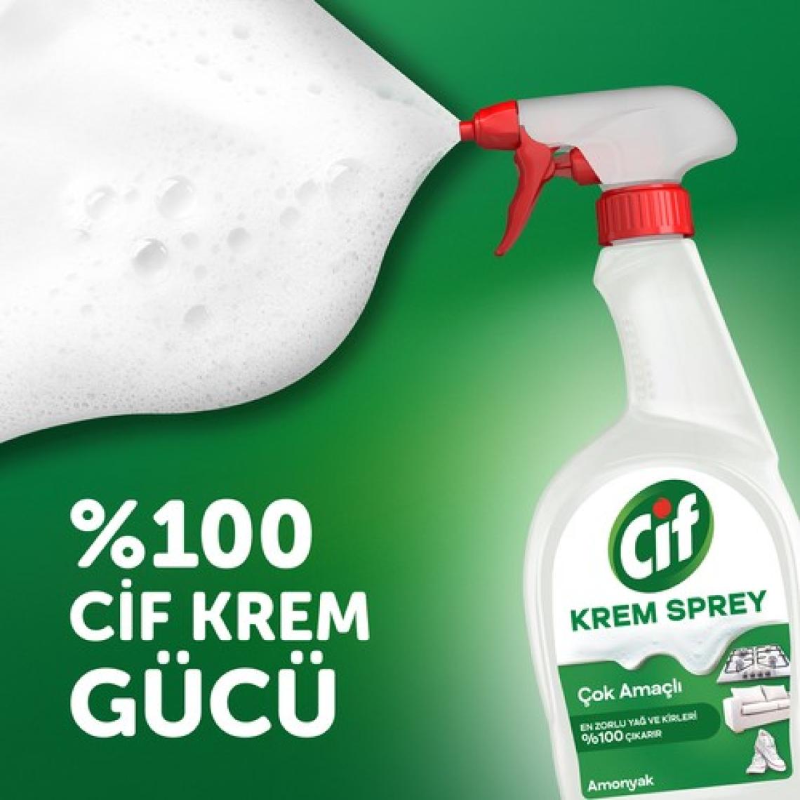 Cif Krem Sprey Amonyak Yüzey Temizleyici En Zorlu Yağ ve Kirleri %100 Çıkarır 750 ml