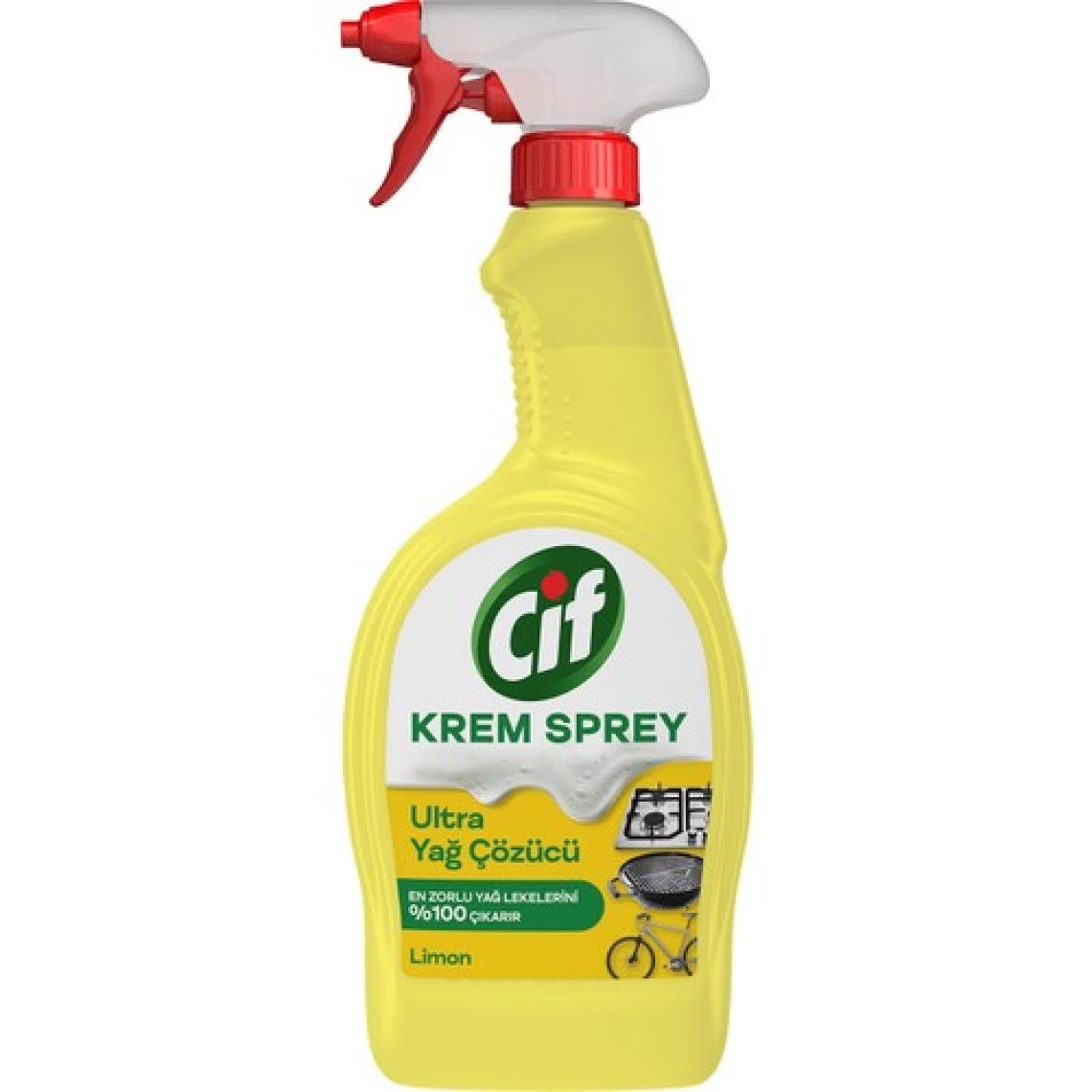 Cif Krem Sprey Ultra Yağ Çözücü Yüzey Temizleyici Limon 750 ml