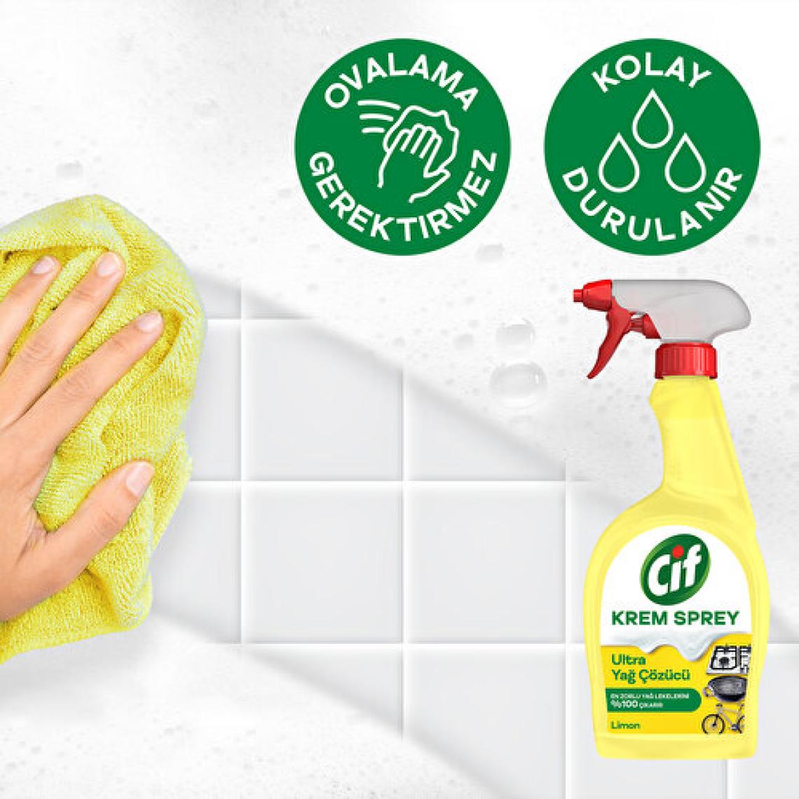 Cif Krem Sprey Ultra Yağ Çözücü Yüzey Temizleyici Limon 750 ml