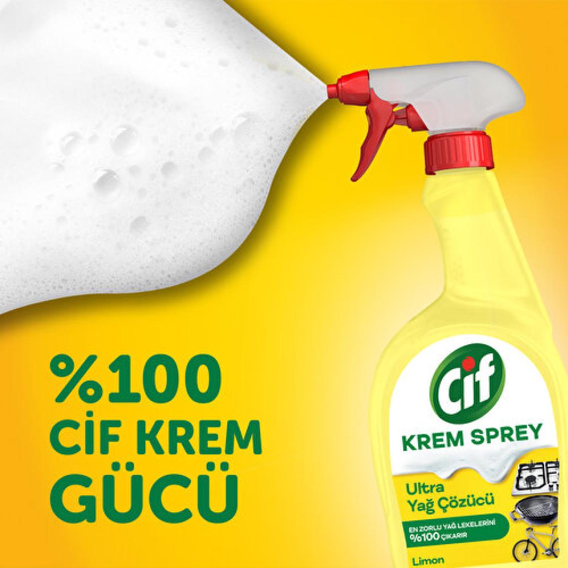 Cif Krem Sprey Ultra Yağ Çözücü Yüzey Temizleyici Limon 750 ml
