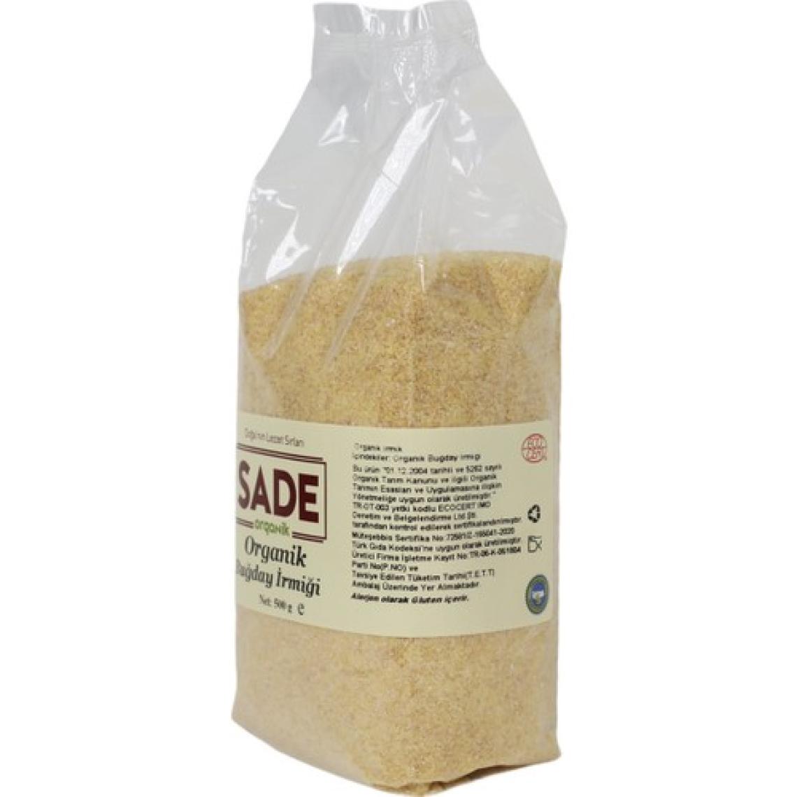Sade Organik Buğday Irmiği 500 gr