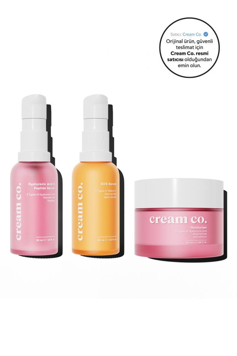 Cream Co. Dolgunlaştırıcı Canlandırıcı Leke Karşıtı Yenileyici Nemlendirici Aydınlatıcı Bakım Seti