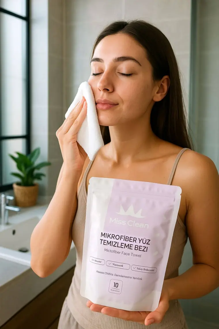 ( 10 Adet ) Cilt Bakım ve Kusursuz Makyaj Temizleme Bezi Mikrofiber Seyahat Tip Özel Paketli