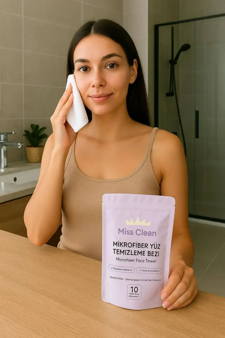 ( 10 Adet ) Cilt Bakım ve Kusursuz Makyaj Temizleme Bezi Mikrofiber Seyahat Tip Özel Paketli