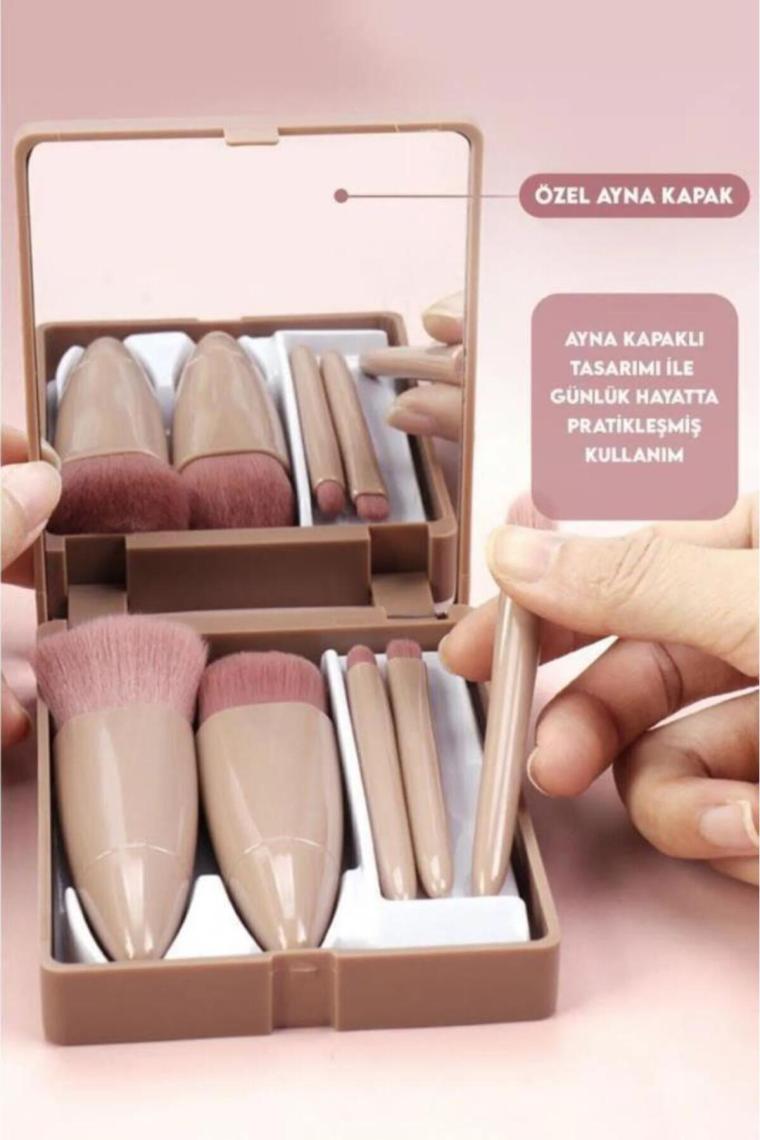 Aynalı Makyaj Fırça Seti