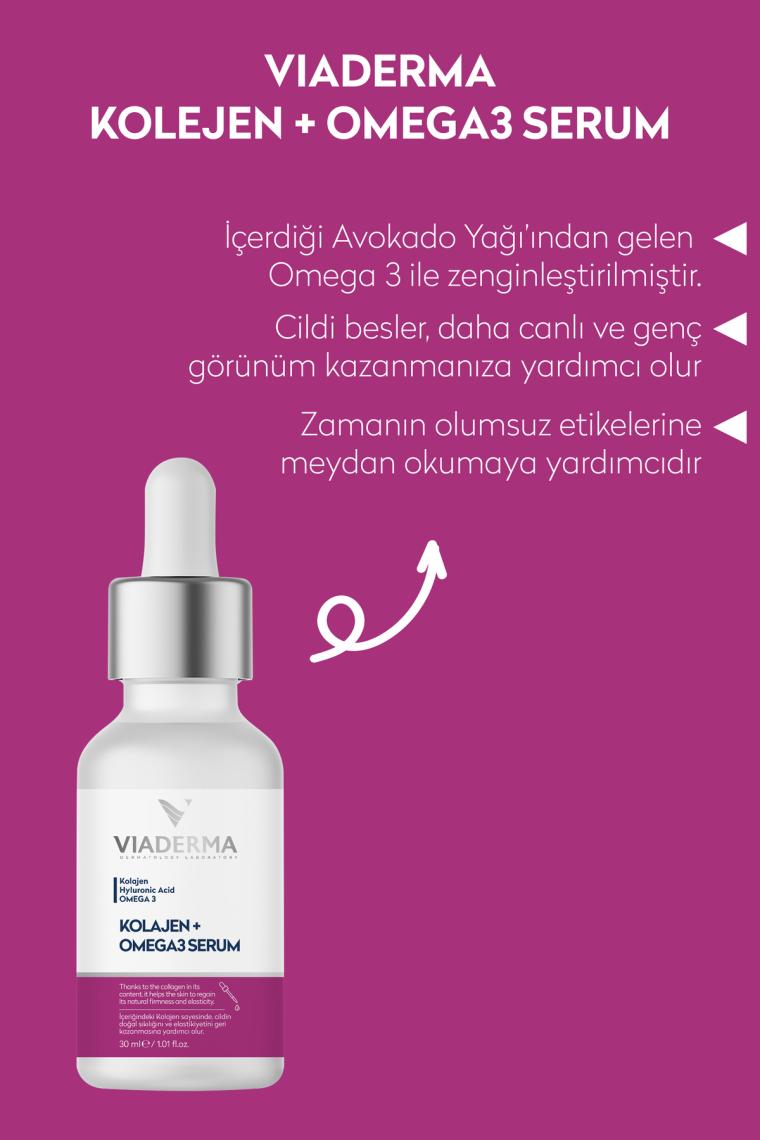 Dermavia Kolajen & Omega3  Serum 30 ml Genç Görünüm Cildi Besler