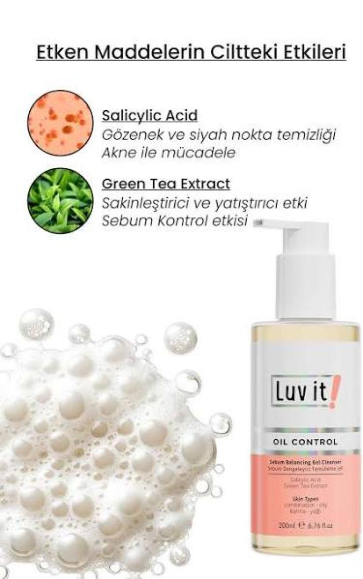 Luv it! Çift Aşamalı Temizlik Sağlayan Sebum Dengeleyici Cilt Bakım Seti (Karma-Yağlı Ciltler)