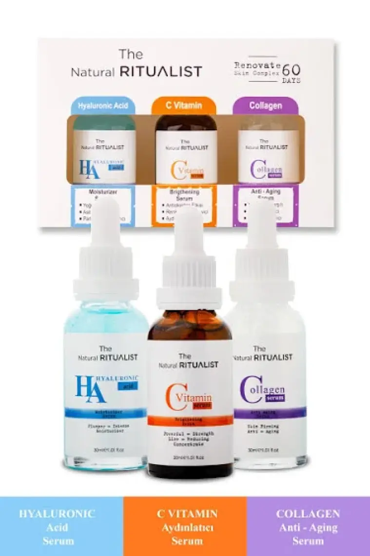 3'lü Cilt Bakım Serum Seti ( Hyaluronic Acid + C Vitamini + Collagen Serum )