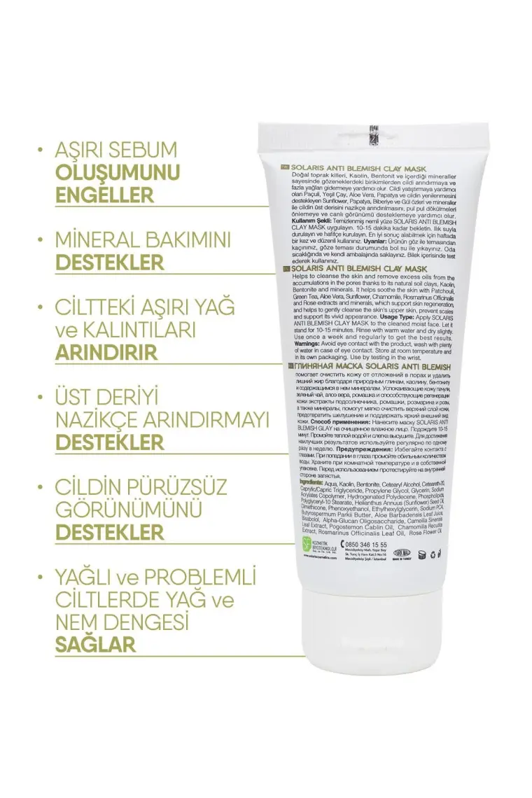 Solaris Kil Maskesi Yağlı ve Lekeli Ciltler Için 100 ml x 2 Adet