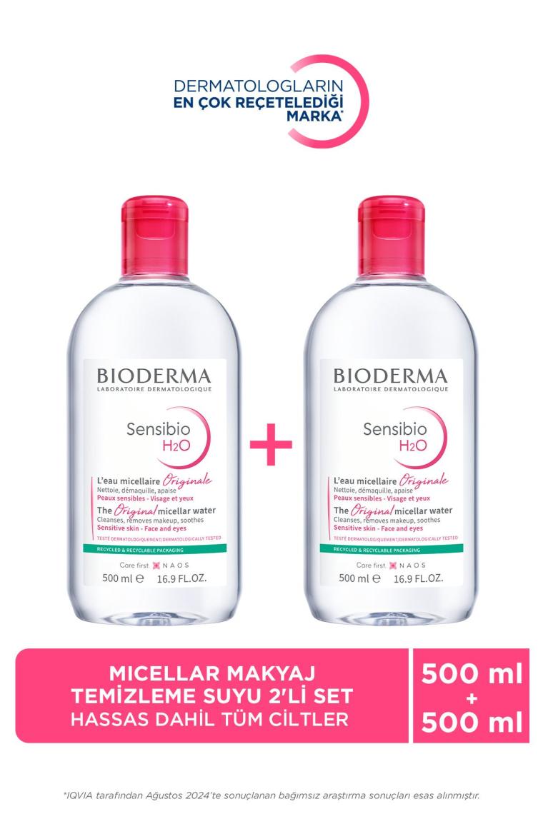 Sensibio H2O Micellar Makyaj Temizleme Suyu 2'li Set Hassas ve Tüm Ciltler Yüz ve Göz Çevresi 500 ml