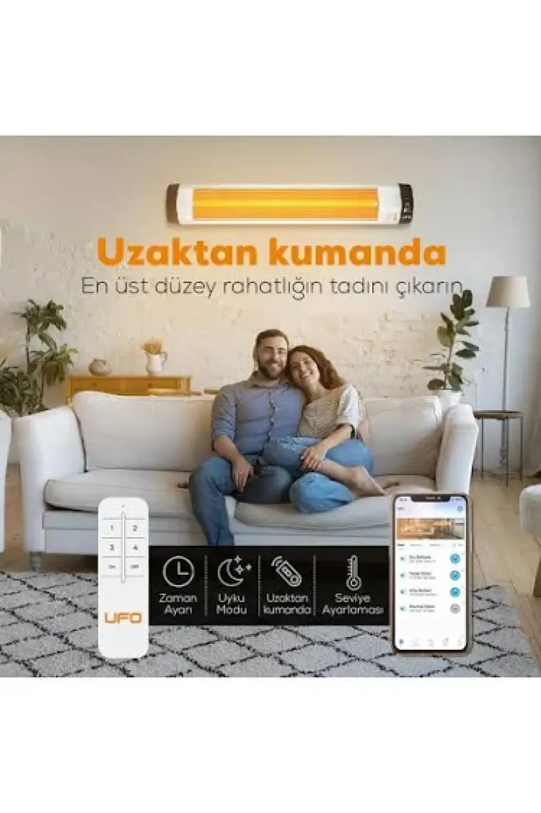 Ufo Lorem 3000W Mobil Uyumlu ve Uzaktan Kumandalı Isıtıcı