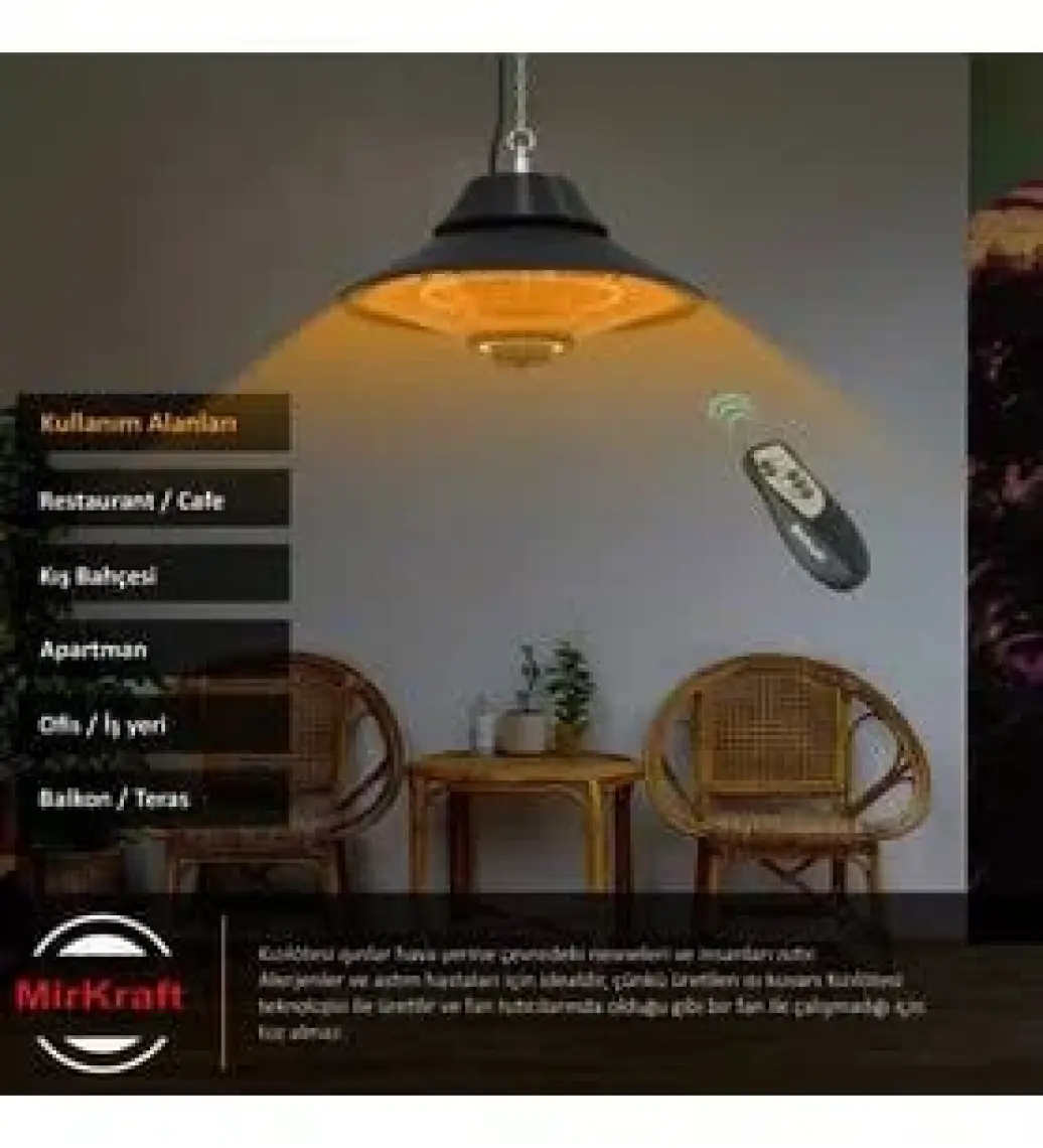 Mirkraft Elirg R.c. LED Işıklı Elektrikli Isıtıcı, 2000 W, Uzaktan Kumandalı