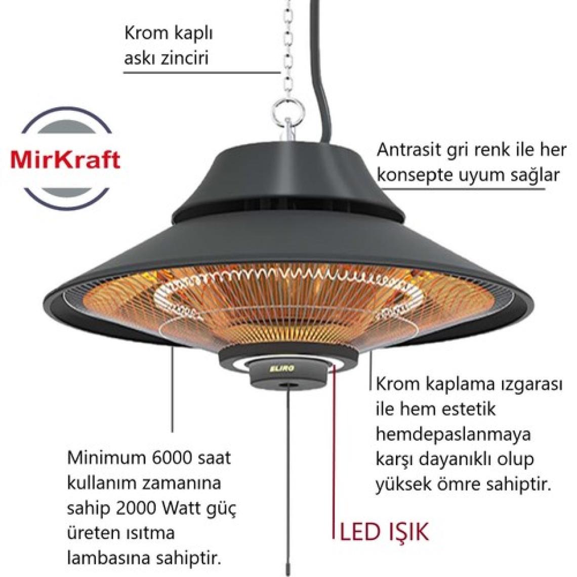 MirKraft Elirg Light 2000 W Infrared Tavan Isıtıcısı
