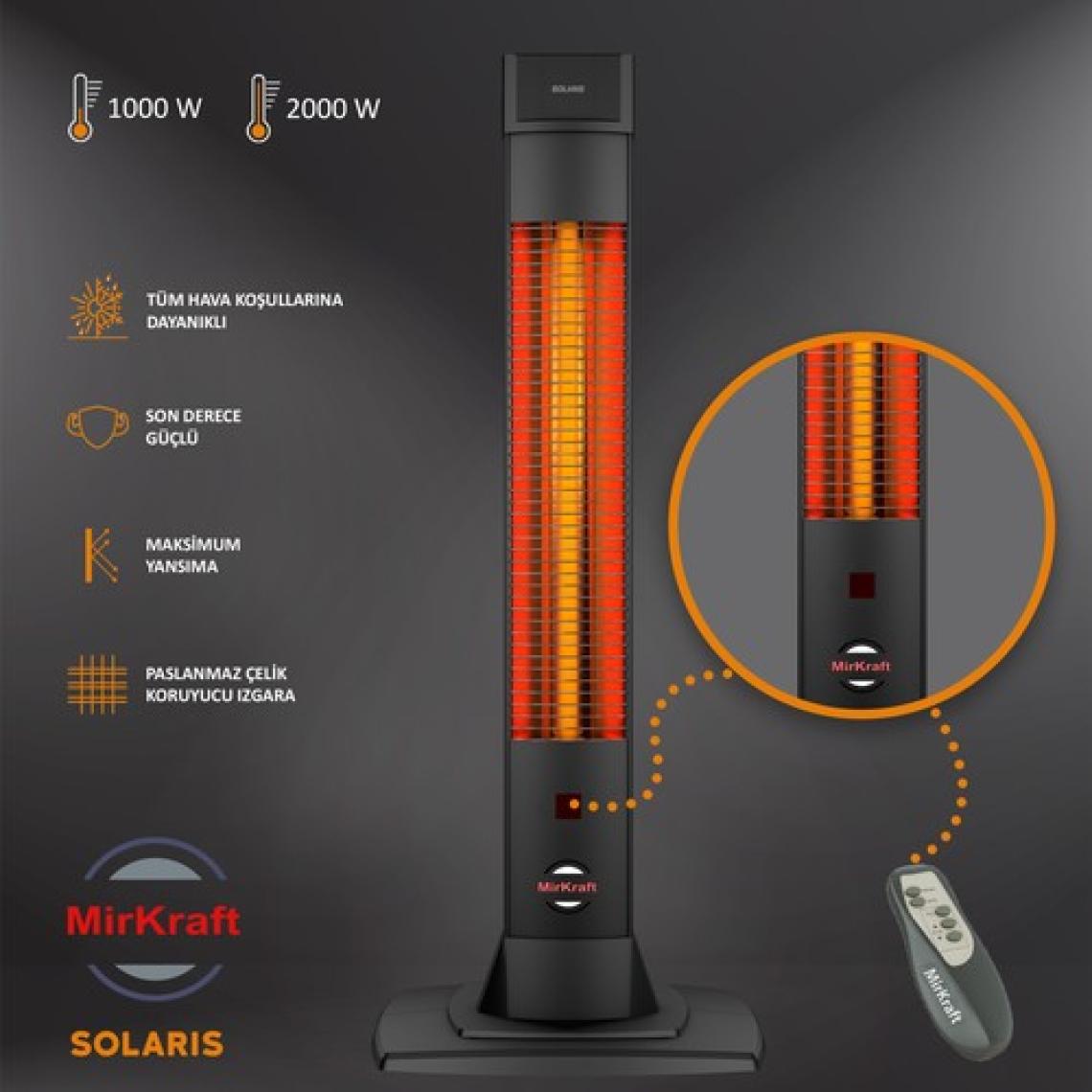 Mirkraft Solaris 2000 W Karbon Elektrikli Isıtıcı –gösterge - Uzaktan Kumandalı