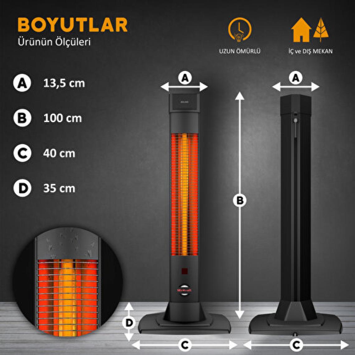 Mirkraft Solaris 2000 W Karbon Elektrikli Isıtıcı –gösterge - Uzaktan Kumandalı