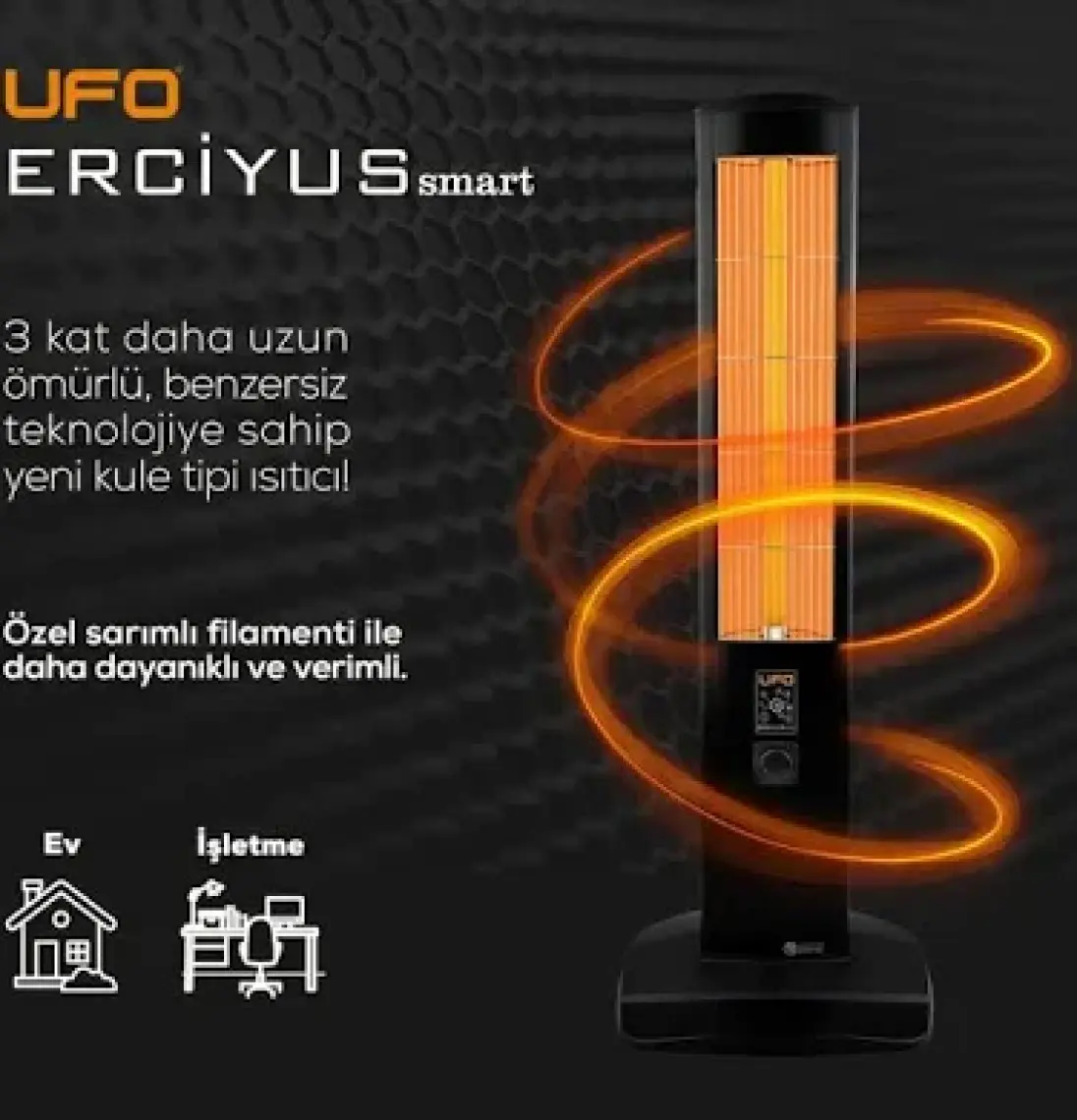Erciyus Smart 2300 W Mobil Uyumlu Kule Tipi Isıtıcı