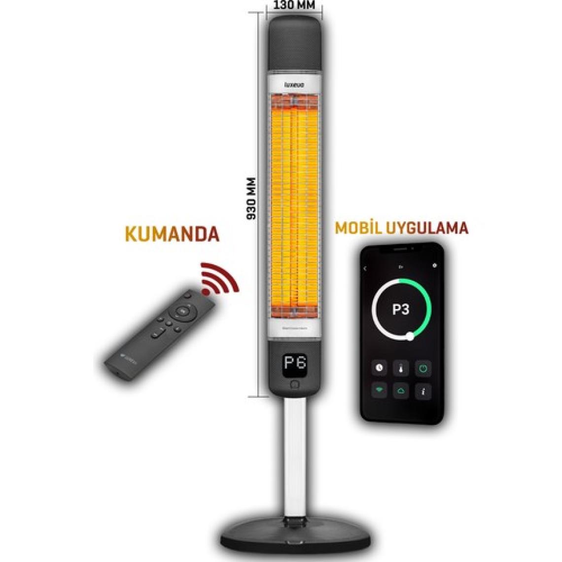Luxeva Smart-FR Siyah 2500 W Uzaktan Kumandalı Ayaklı Infrared Isıtıcı