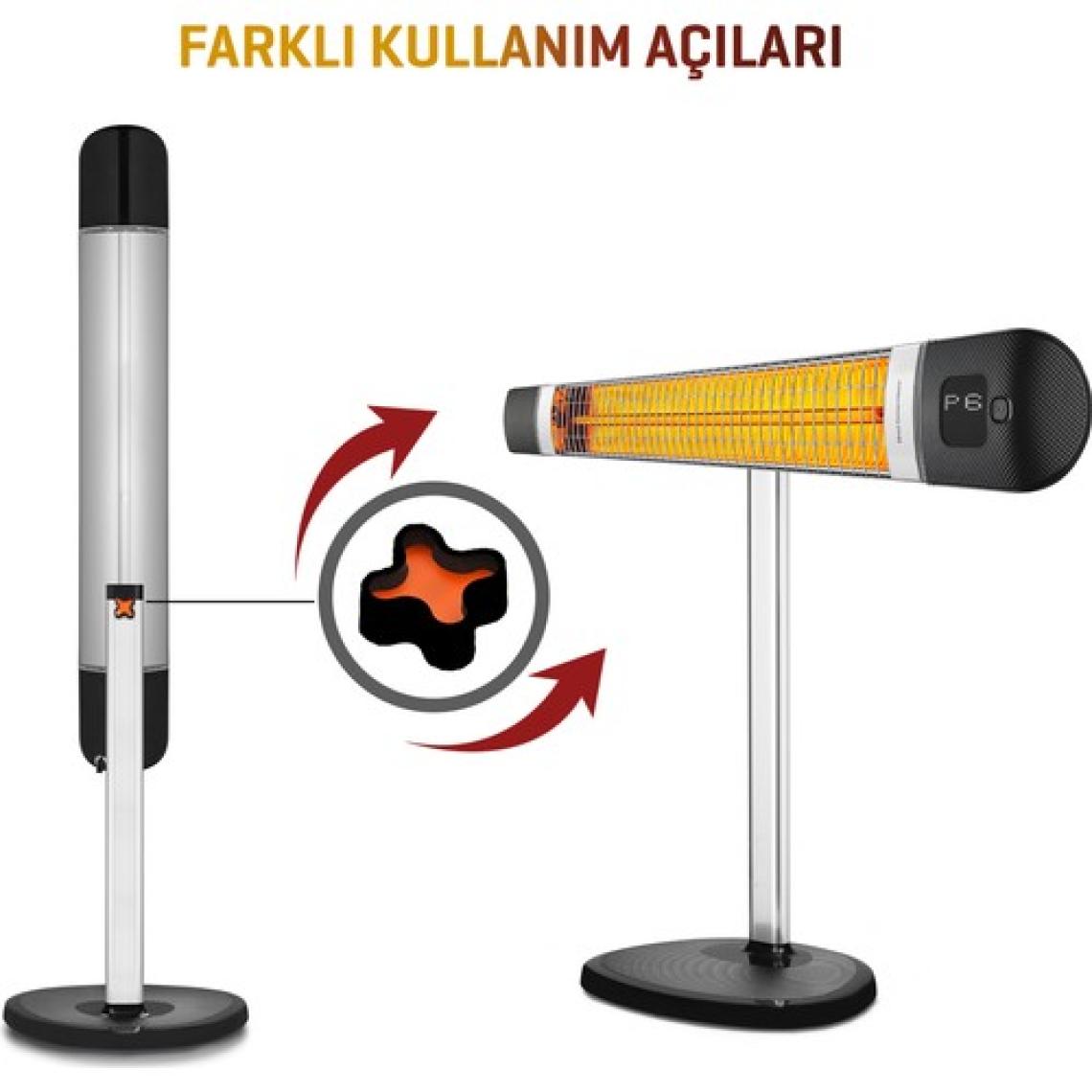 Luxeva Smart-FR Siyah 2500 W Uzaktan Kumandalı Ayaklı Infrared Isıtıcı
