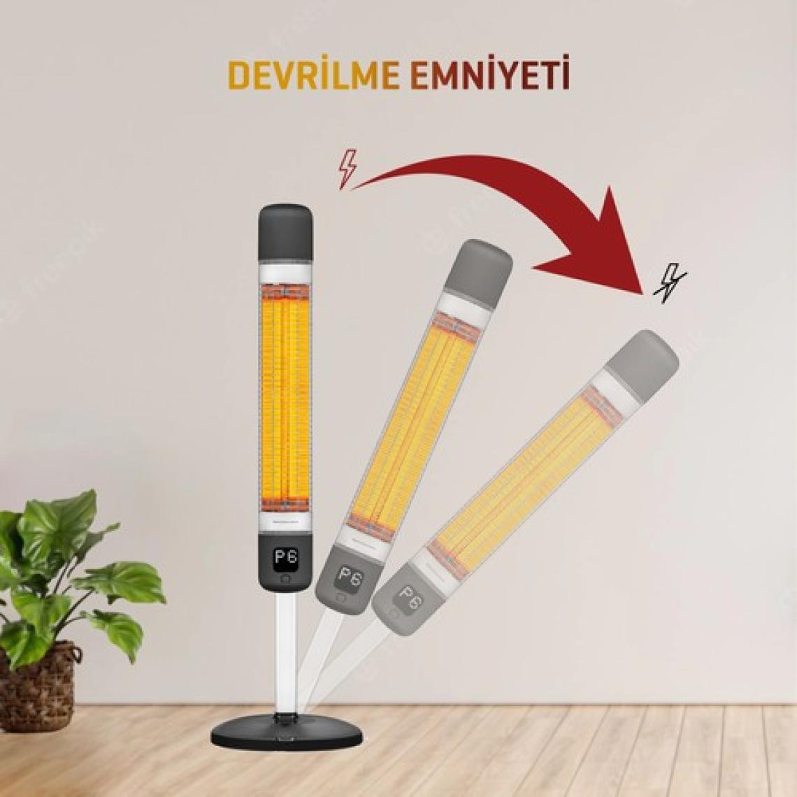 Luxeva Smart-FR Siyah 2500 W Uzaktan Kumandalı Ayaklı Infrared Isıtıcı