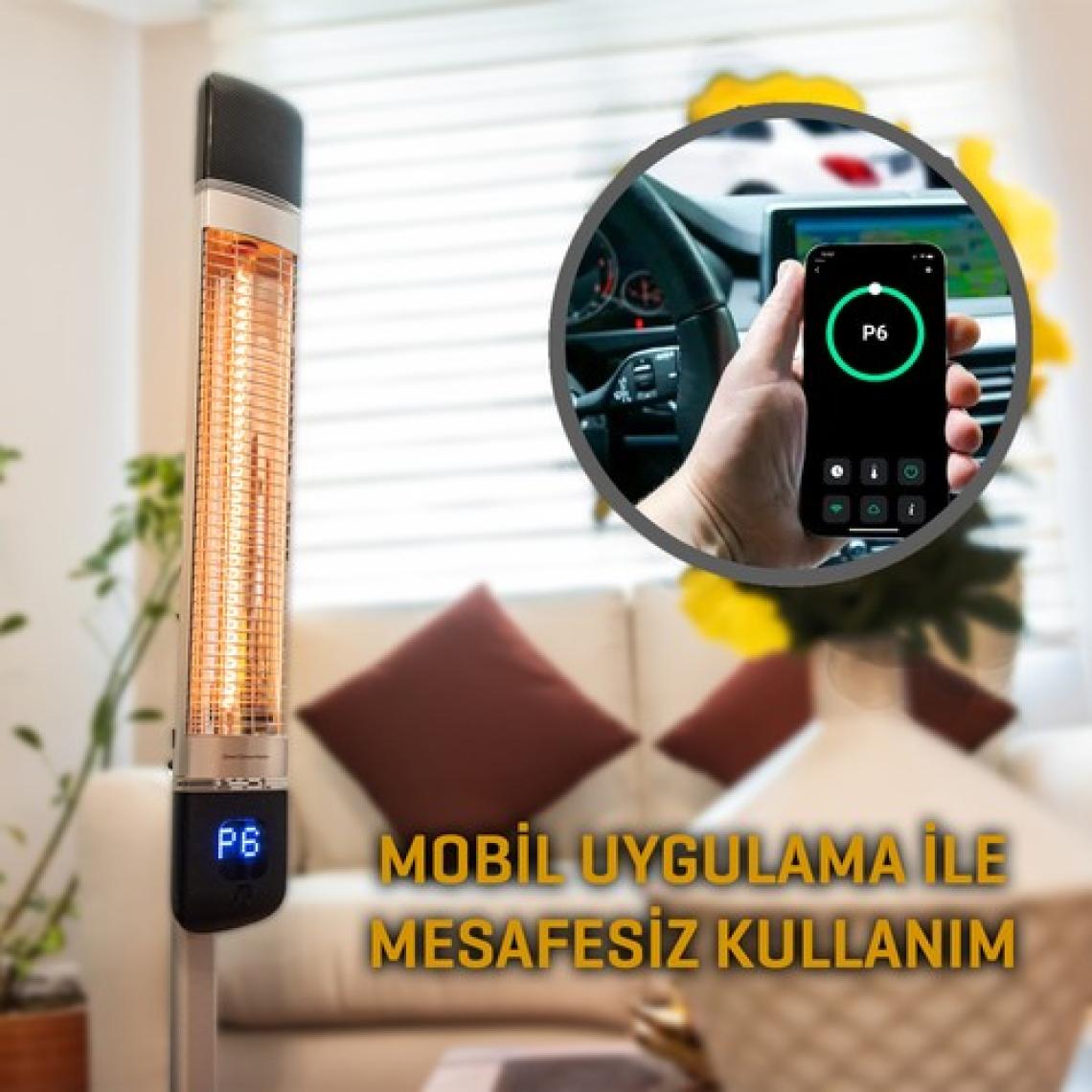 Luxeva Smart-FR Siyah 2500 W Uzaktan Kumandalı Ayaklı Infrared Isıtıcı