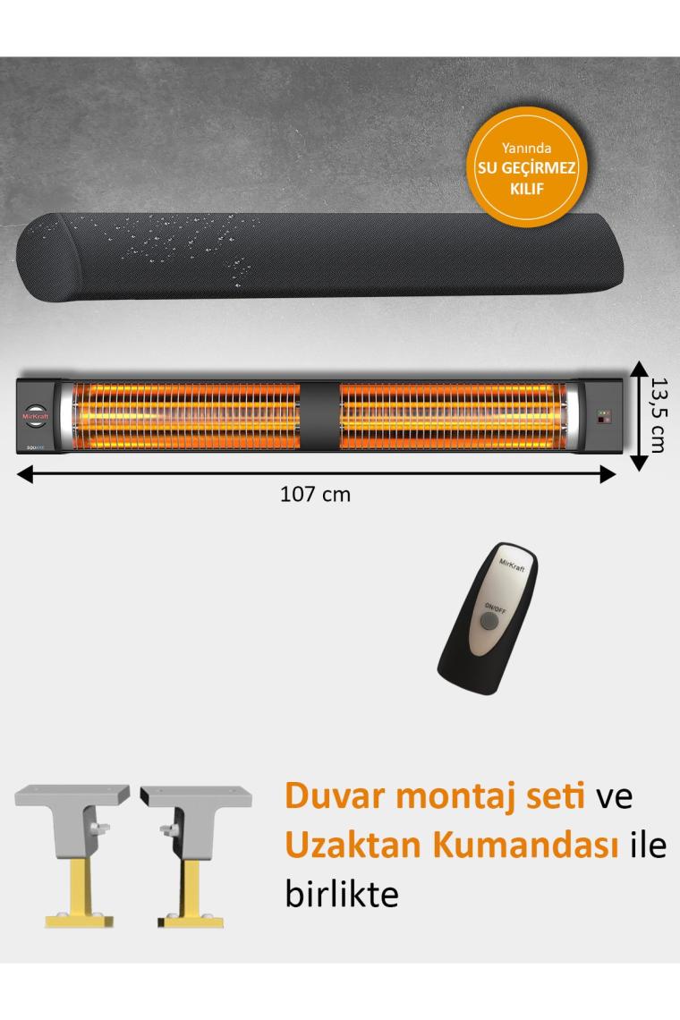 Square 2800 Watt Elektrikli Isıtıcı, Ip45, Led Gösterge, Uzaktan Kumandalı Duvar Isıtıcısı