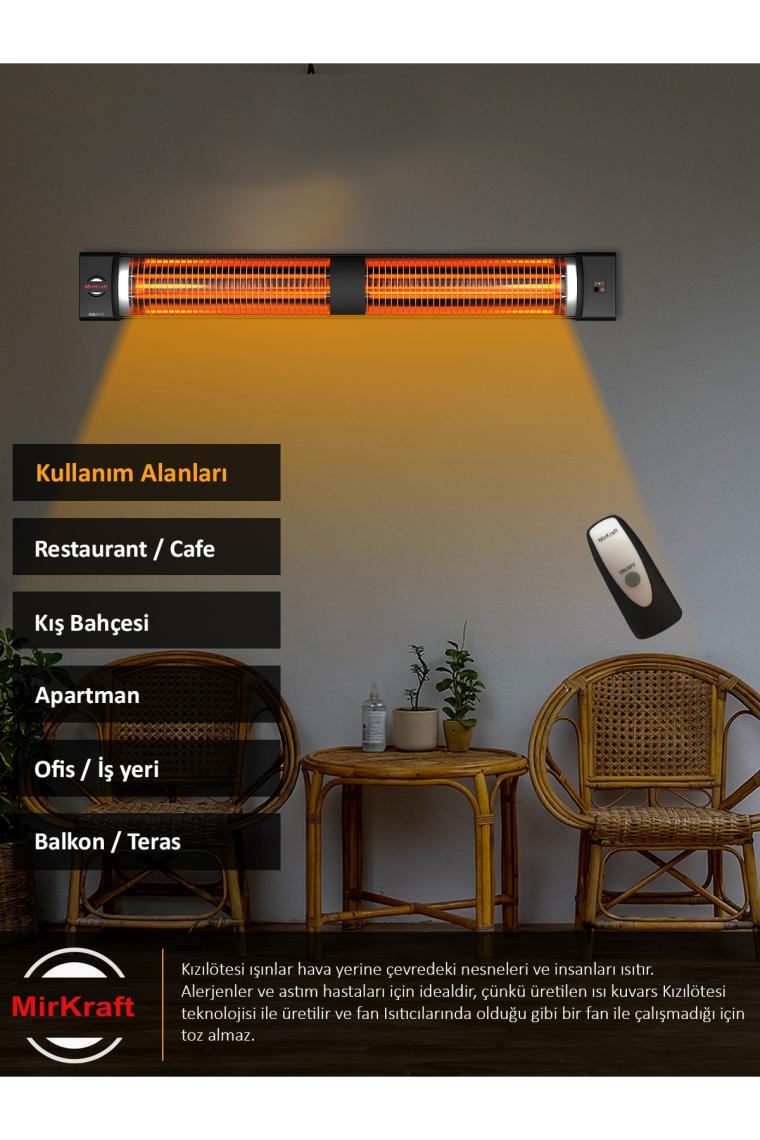 Square 2800 Watt Elektrikli Isıtıcı, Ip45, Led Gösterge, Uzaktan Kumandalı Duvar Isıtıcısı