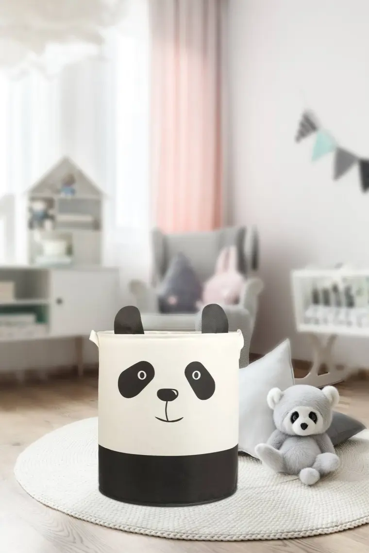 Prendi Home Panda Tasarımlı Bebek Çocuk Odası  Düzenleyici Saklama Kutusu Oyuncak Kirli Sepeti 37X40