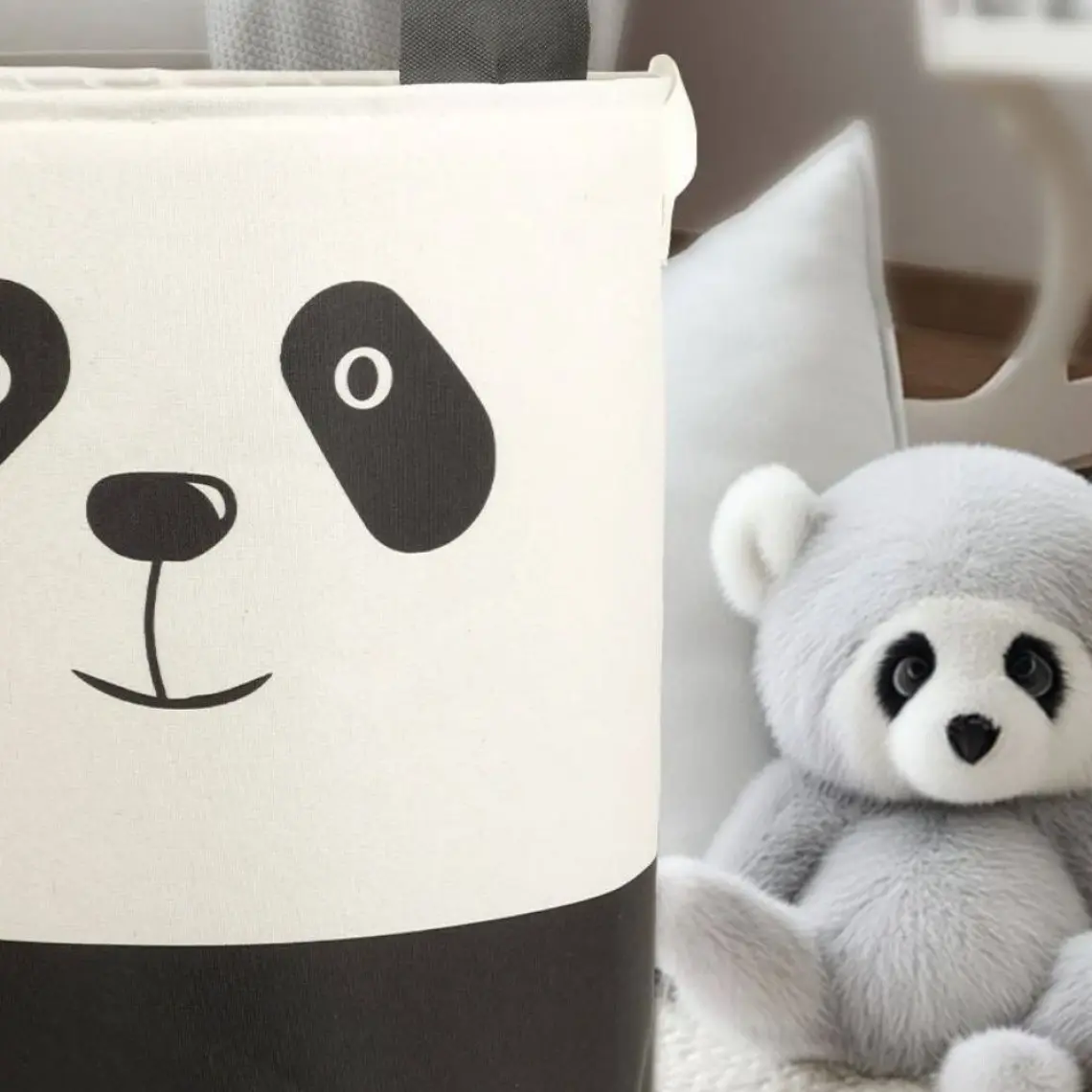 Prendi Home Panda Tasarımlı Bebek Çocuk Odası  Düzenleyici Saklama Kutusu Oyuncak Kirli Sepeti 37X40