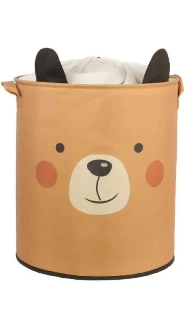 Prendi Home Bear Tasarımlı Ağzı Büzgülü Bebek Çocuk Odası Düzenleyici Saklama Kutusu Oyuncak Kirli Sepeti 37X40