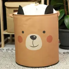 Prendi Home Bear Tasarımlı Ağzı Büzgülü Bebek Çocuk Odası Düzenleyici Saklama Kutusu Oyuncak Kirli Sepeti 37X40