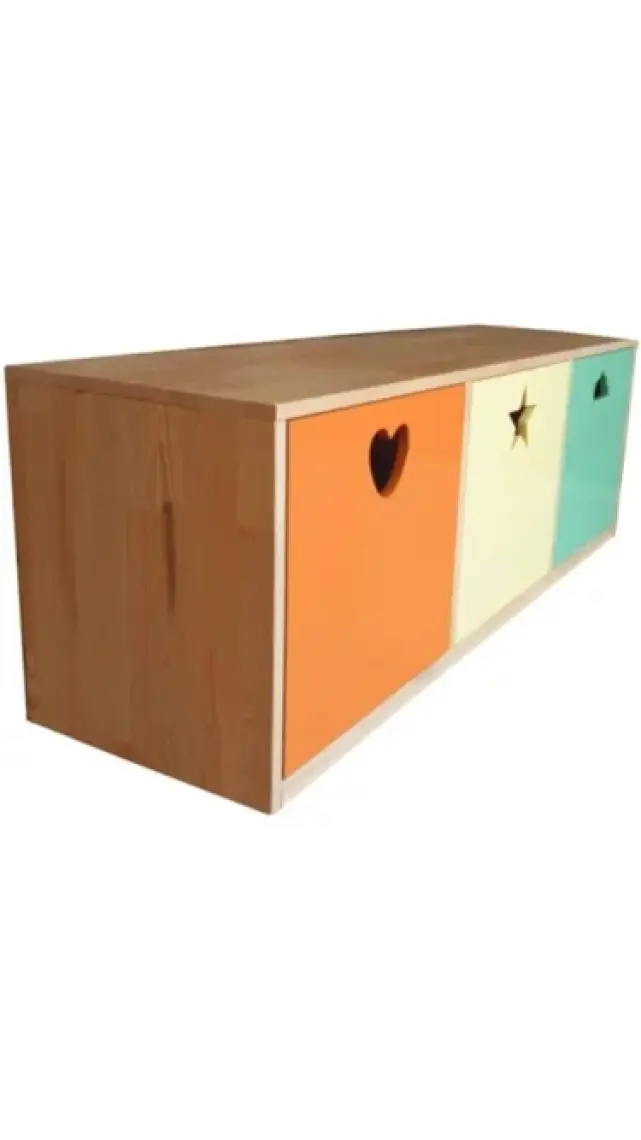 Wood & Joy Doğal Ahşap Çok Amaçlı Oyuncak Dolabı Kitaplık Oyuncak Saklama Dolabı