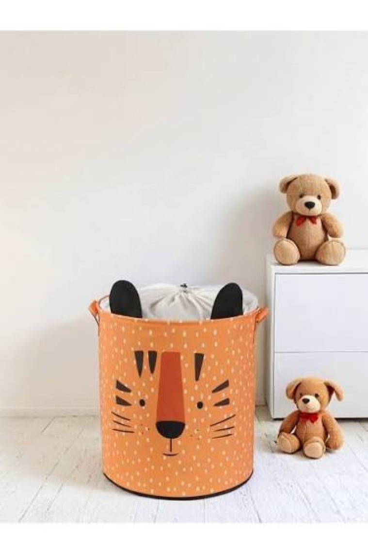 Prendi Home Tiger Tasarımlı Turuncu Bebek Çocuk Odası Düzenleyici Saklama Kutusu Oyuncak Kirli Sepeti 37X40