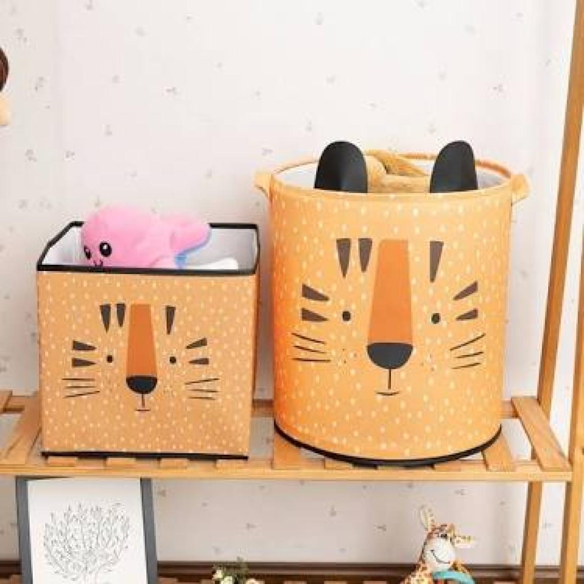 Prendi Home Tiger Tasarımlı Turuncu Bebek Çocuk Odası Düzenleyici Saklama Kutusu Oyuncak Kirli Sepeti 37X40