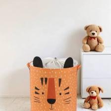 Prendi Home Tiger Tasarımlı Turuncu Bebek Çocuk Odası Düzenleyici Saklama Kutusu Oyuncak Kirli Sepeti 37X40