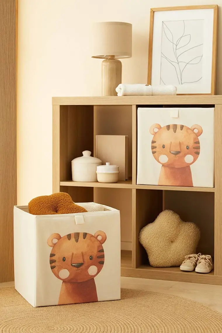 Ocean Home Textile 2'li Çocuk Odası Sevimli Kaplan Kutu Set 33 x 30 x 33 cm