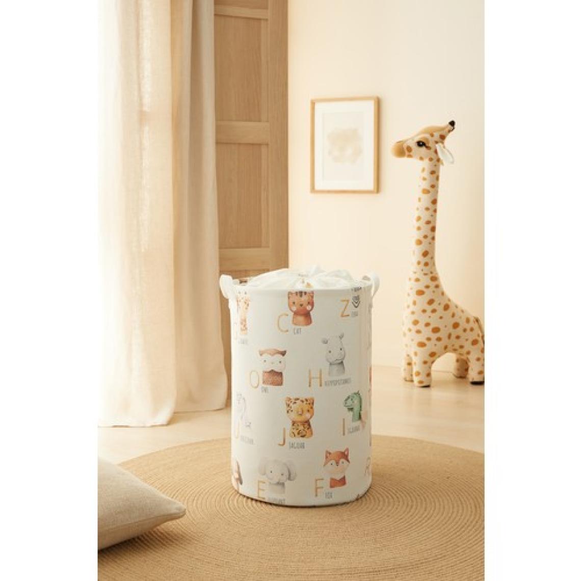 Ocean Home Textile Çocuk Odası Ağzı Büzgülü Sevimli Hayvanlar Oyuncak Sepeti 36 x 50 cm