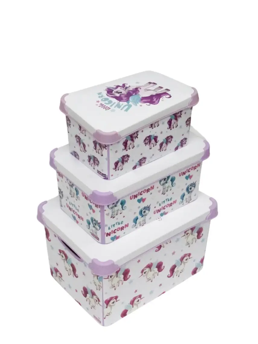 Qutu Style Box Unicorn Dekoratif Saklama Kutusu - Set 3 Parça