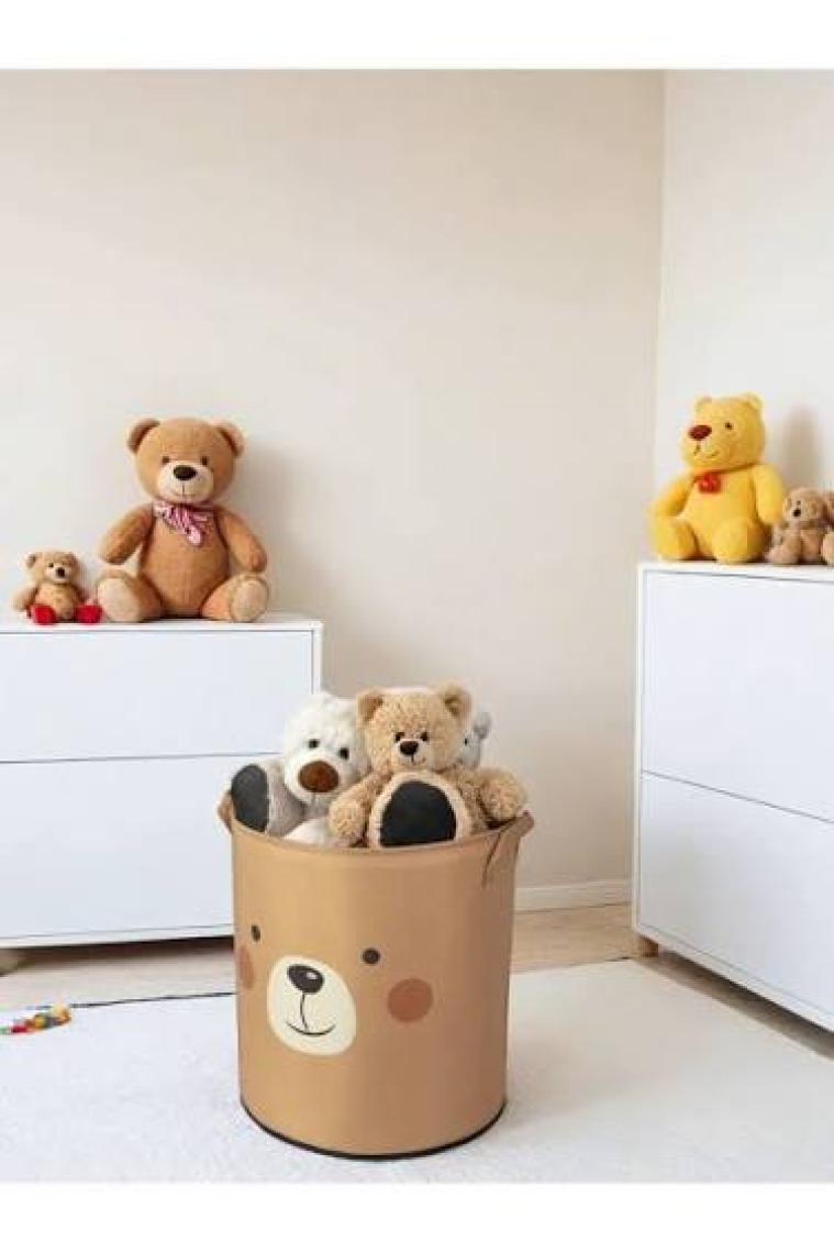 Prendi Home Bear Tasarımlı Bebek Çocuk Odası Düzenleyici Saklama Kutusu Oyuncak Kirli Sepeti 37X40