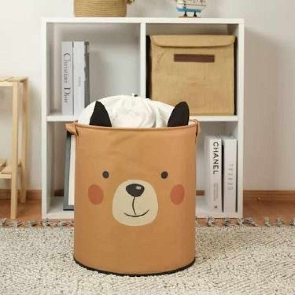 Prendi Home Bear Tasarımlı Bebek Çocuk Odası Düzenleyici Saklama Kutusu Oyuncak Kirli Sepeti 37X40