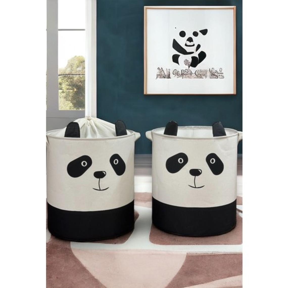 Prendi Home Panda Tasarımlı 2' Li Bebek Çocuk Odası Düzenleyici Saklama Kutusu Oyuncak Kirli Sepeti 37X40