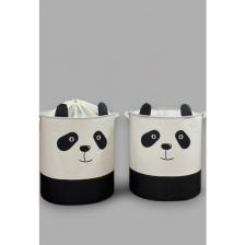 Prendi Home Panda Tasarımlı 2' Li Bebek Çocuk Odası Düzenleyici Saklama Kutusu Oyuncak Kirli Sepeti 37X40