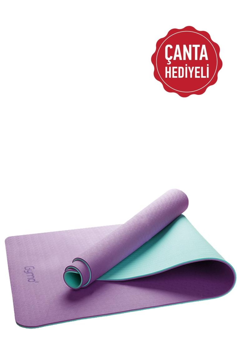 Ekolojik 6mm Taşıma Çantalı Yoga Matı Pilates Minderi Lila Nane Yeşili