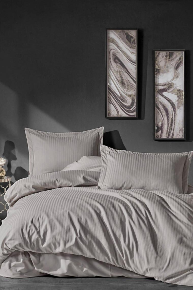 Cotton Box Elegant Stripe Çift Kişilik Nevresim Takımı Bej