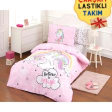 Unicorn Tek Kişilik Ranforce Nevresim Takımı - Pembe