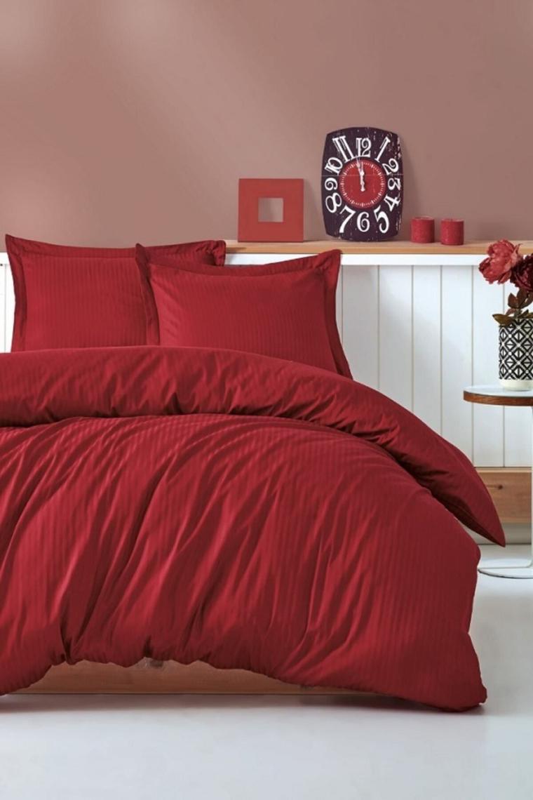 Cotton Box Elegant Stripe Çift Kişilik Nevresim Takımı Bordo