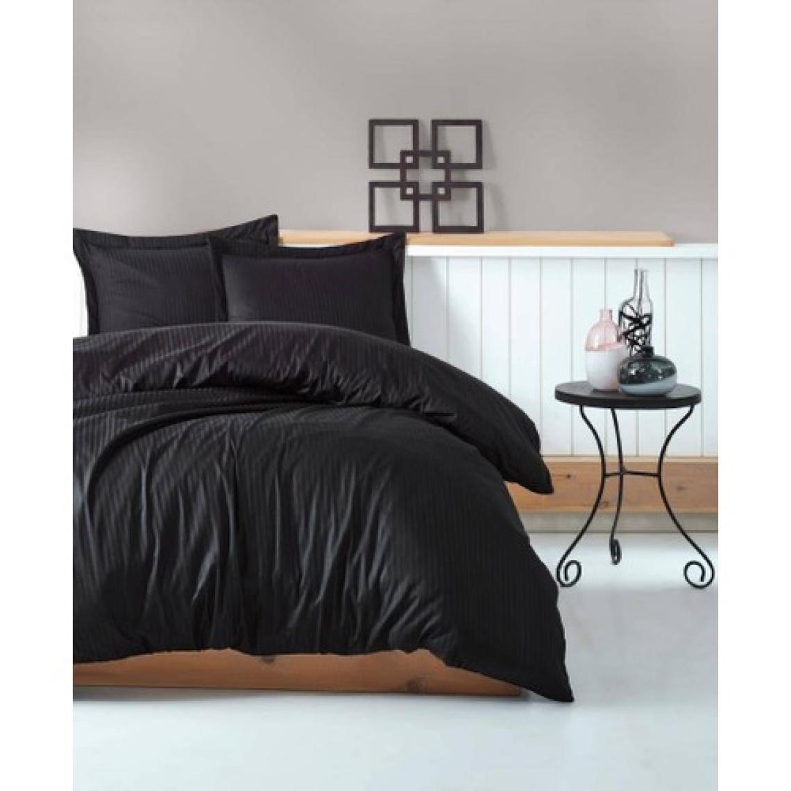Cotton Box Elegant Stripe Çift Kişilik Nevresim Takımı Siyah