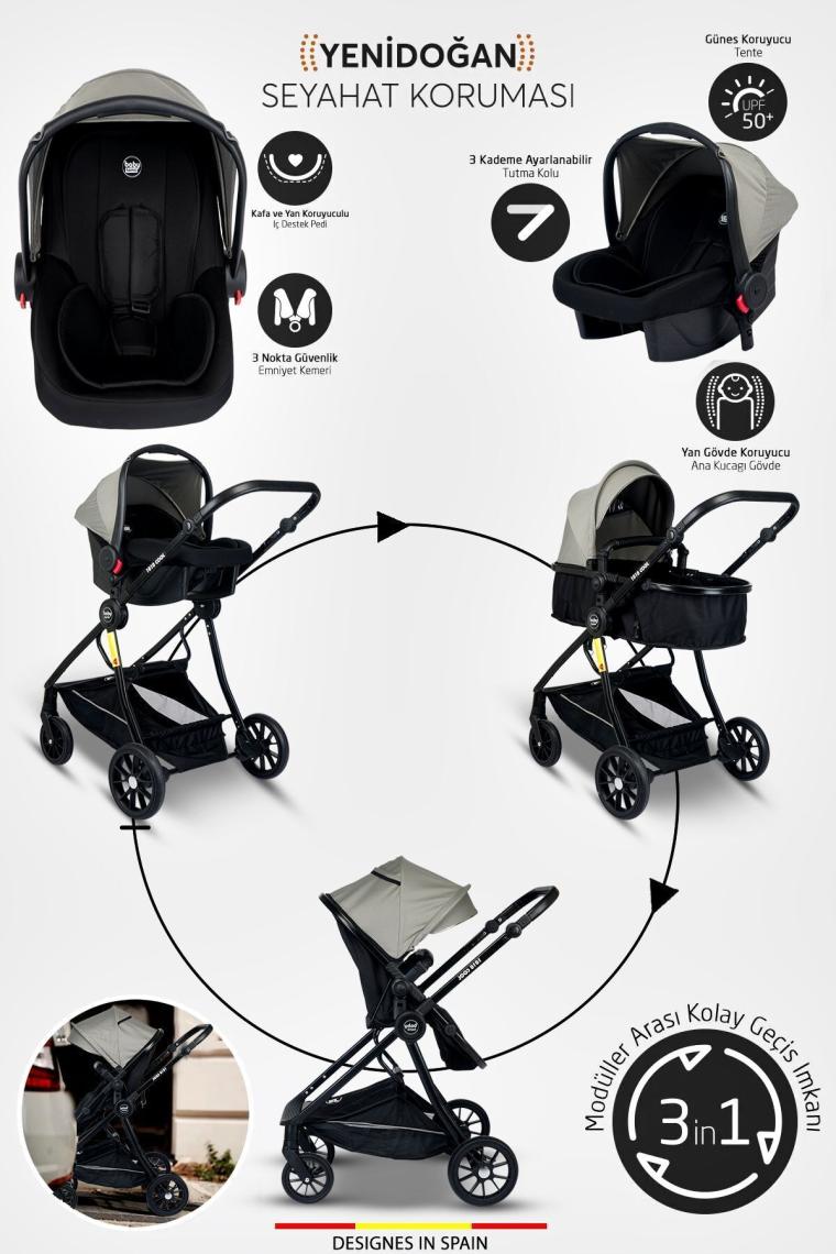 1010 Qool Çift Yönlü 6 In 1 Travel Sistem Bebek Arabası