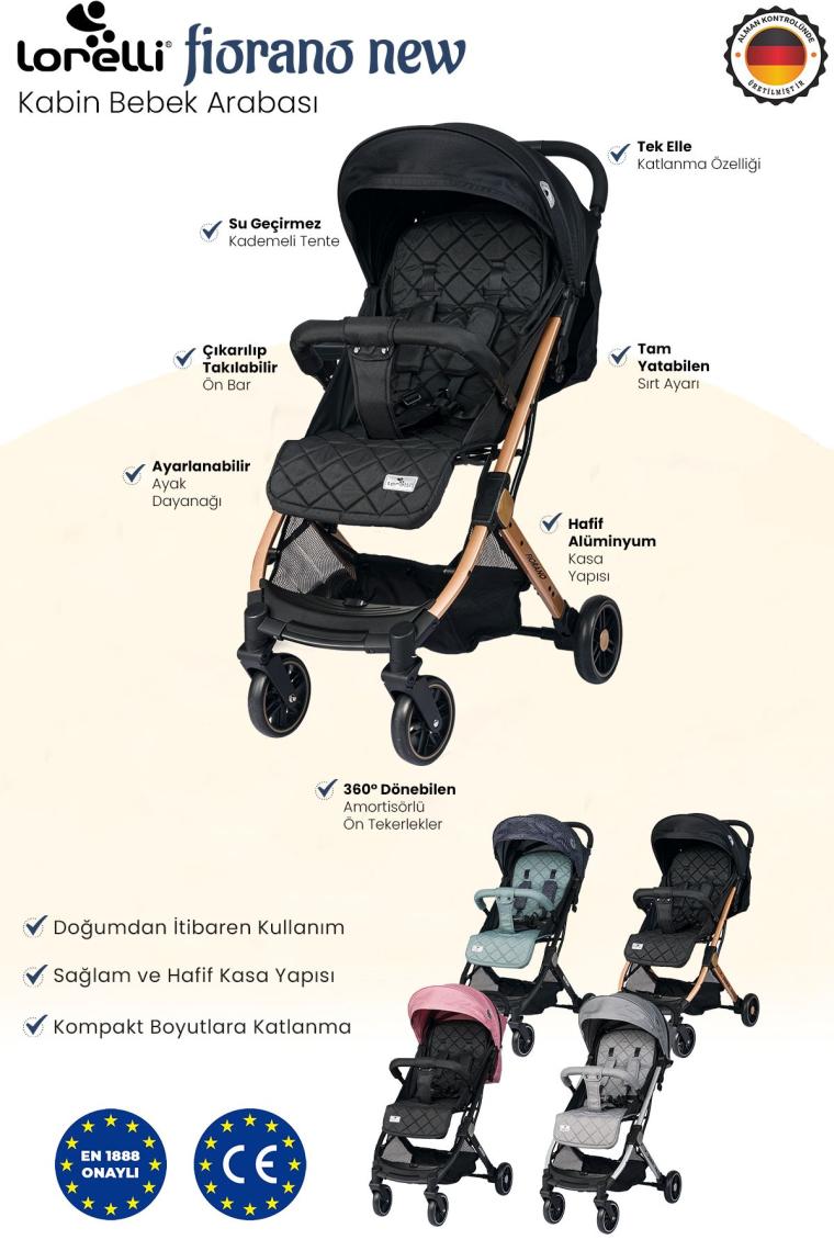 Lorelli Fiorano Black Kabin Tipi Bebek Arabası